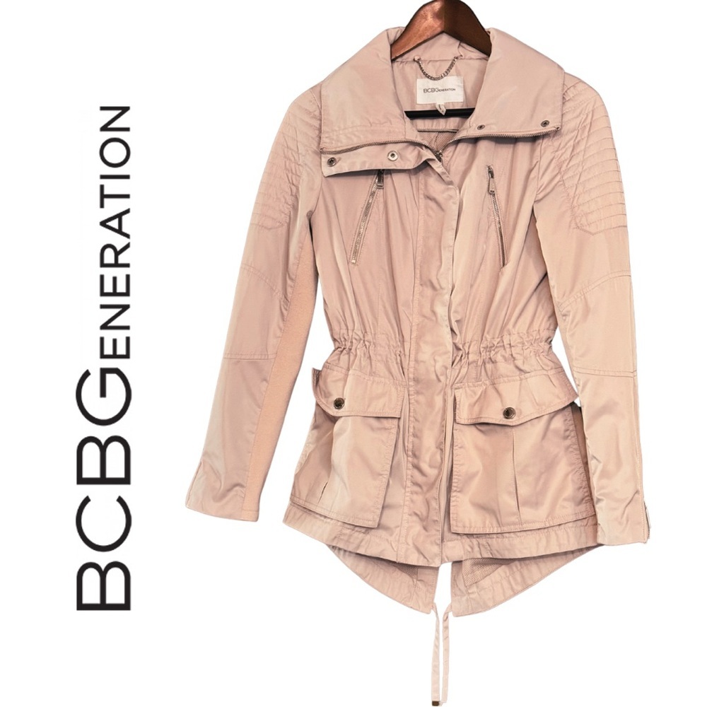 Gorgeous Windbreaker Rain Jacket with Hidden Hood Pink Size Small BCBGeneration
